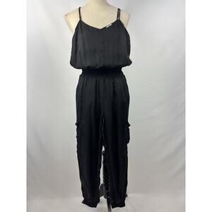 5 a 7 Cinq a Sept Anthropologie Amia Jumpsuit Black XS Spaghetti Straps Pockets